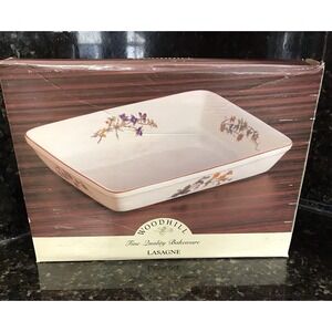 Woodhill Fine Bakeware Ceramic Lasagna Casserole Baking Dish 12" x 9" Floral